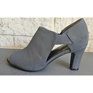 LifeStride Simply Comfort Women's Gray Open Toe Heels, Pumps, Size 6.5